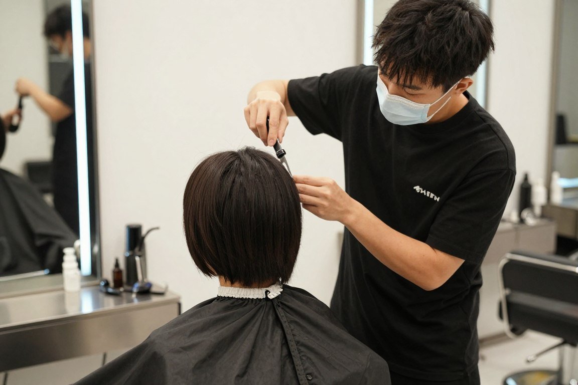 Professional stylist cutting hair with precision