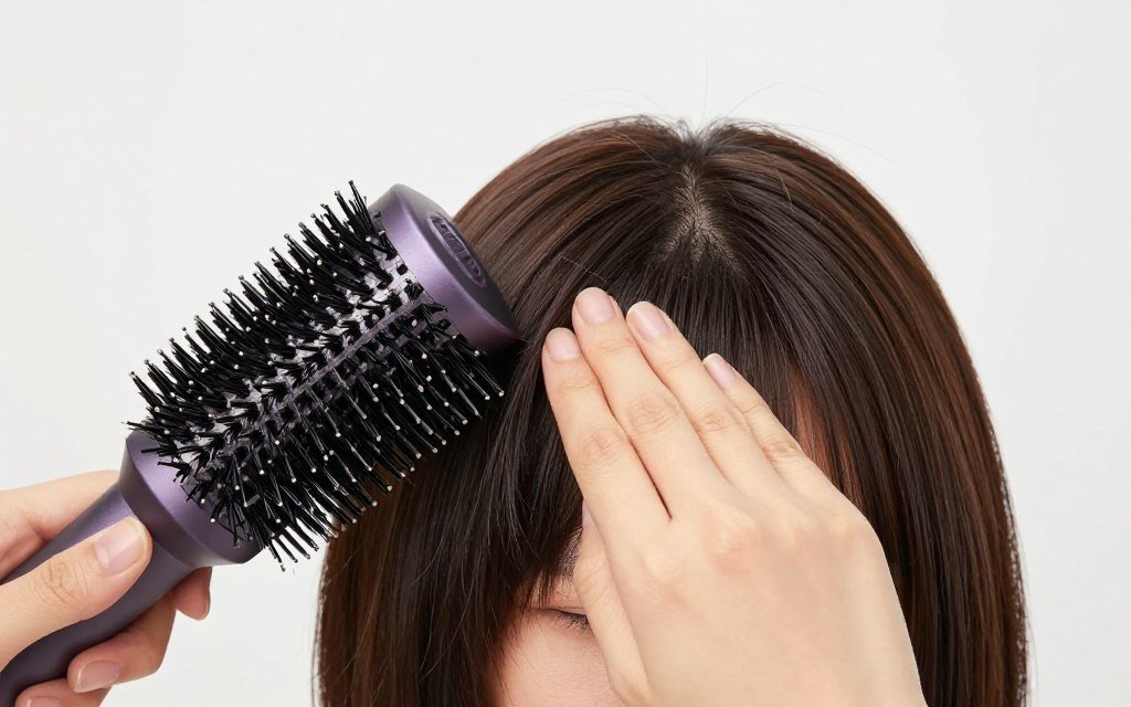 Proper blow-drying technique demonstrating how to create volume in choppy bob fine hair