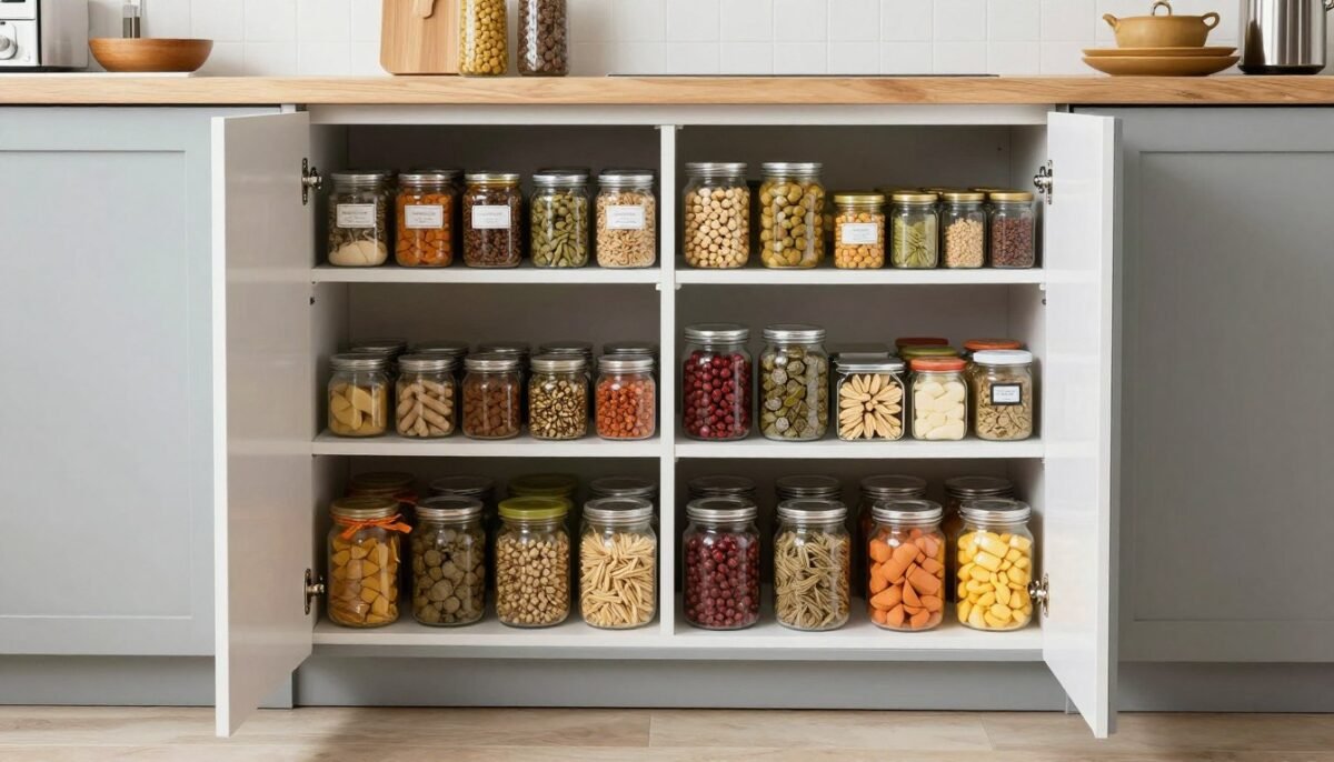 Pull-out pantry in tiny home kitchen