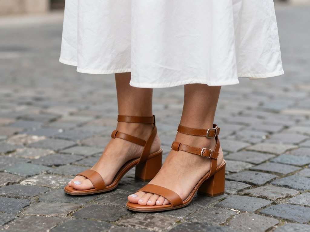 Quality leather sandals with summer outfit