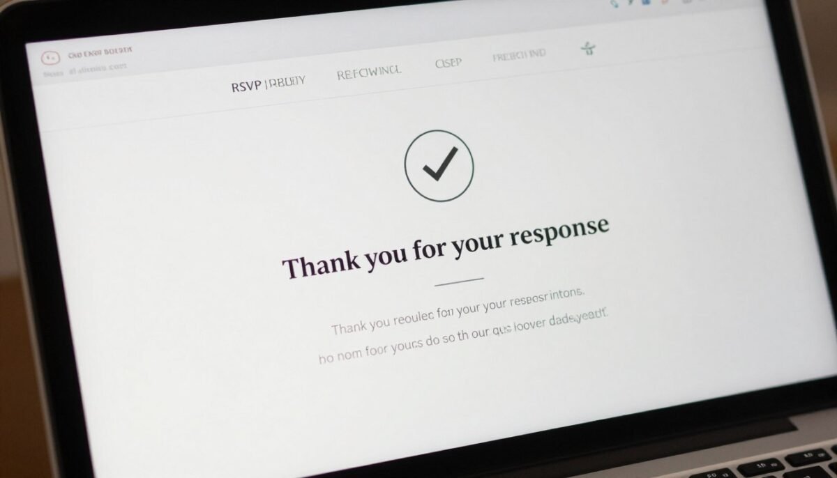 RSVP confirmation page showing successful submission message