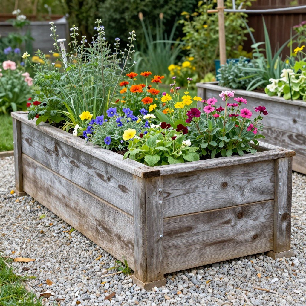 Raised bed made from reclaimed wood