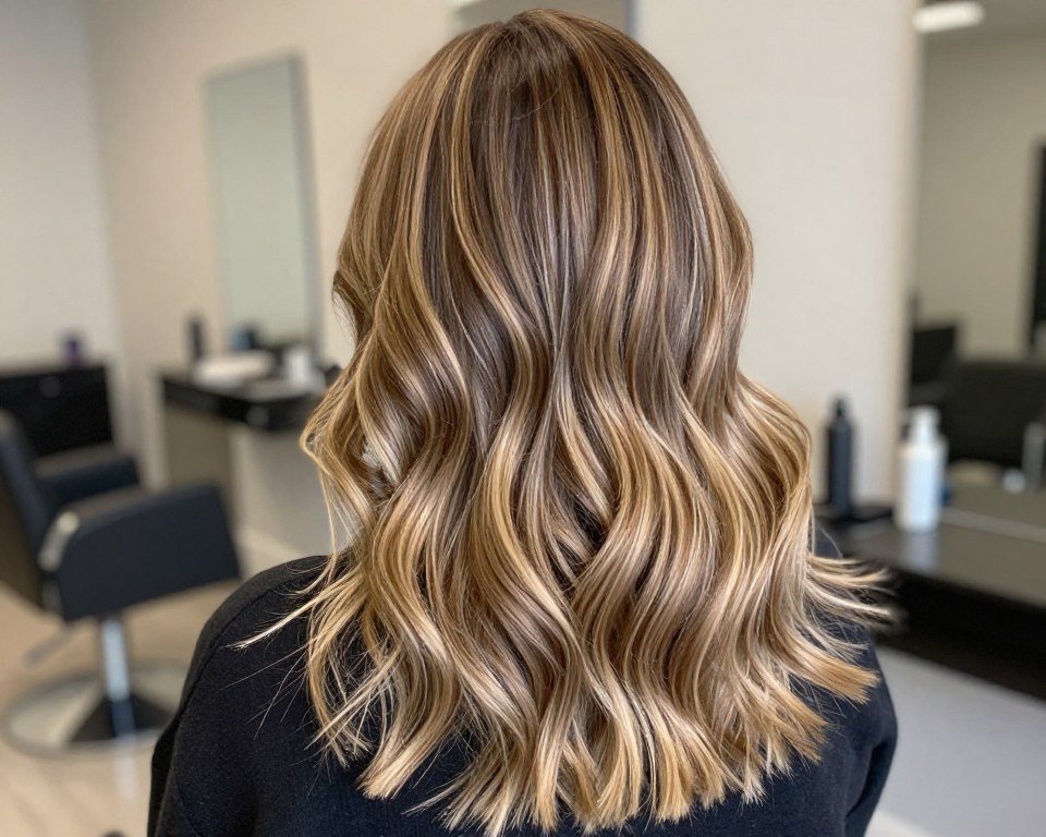 Rich cool-toned winter balayage with sophisticated blonde