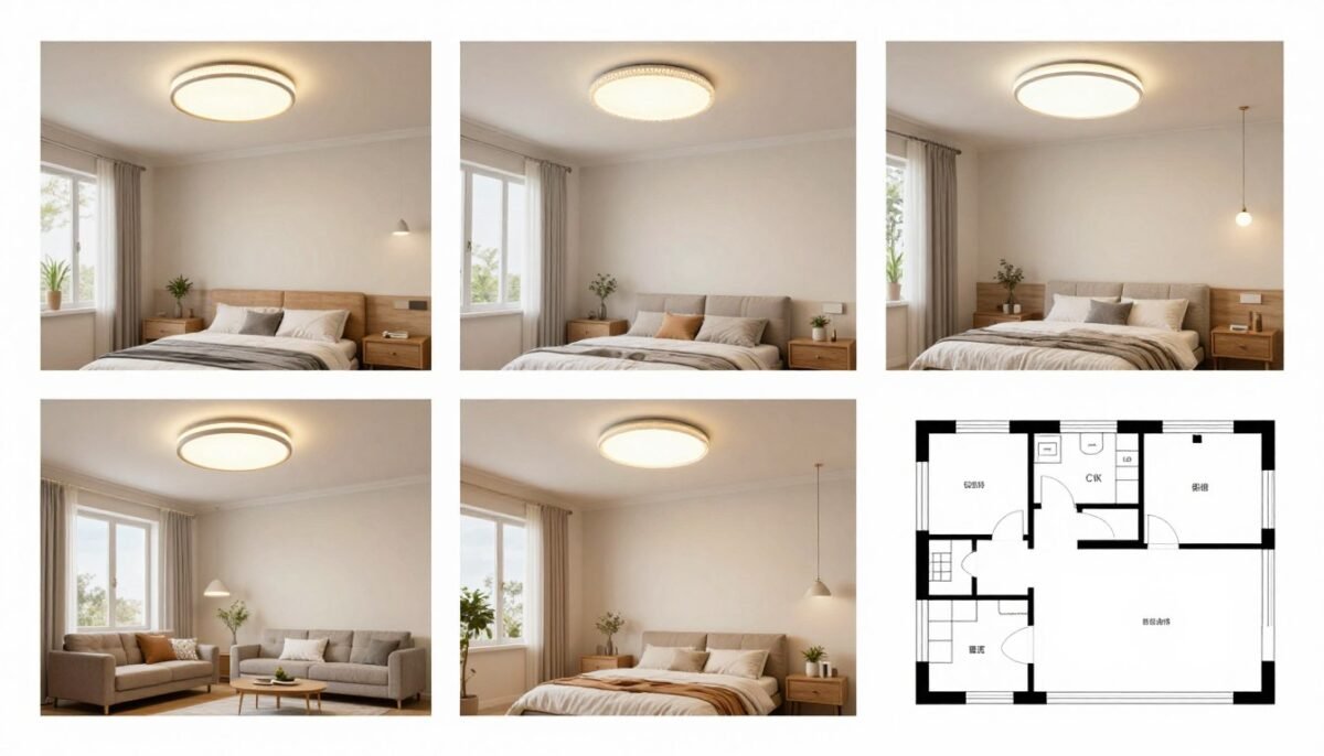 Room by room ceiling light selection guide visualization
