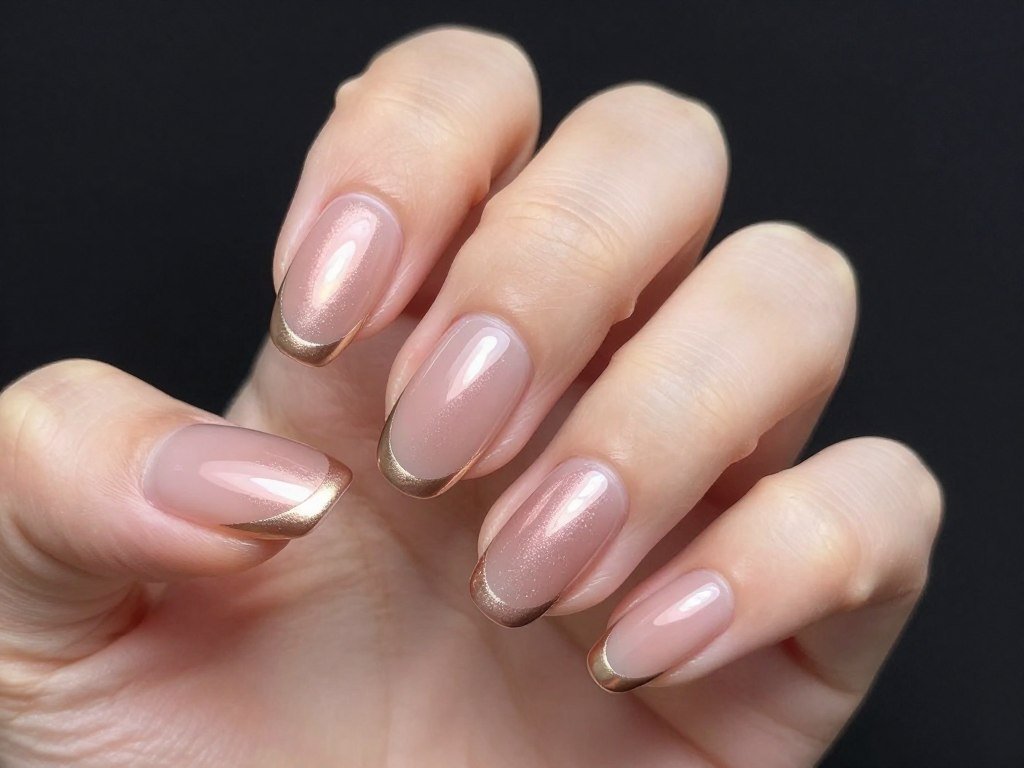 Rose gold French manicure tips