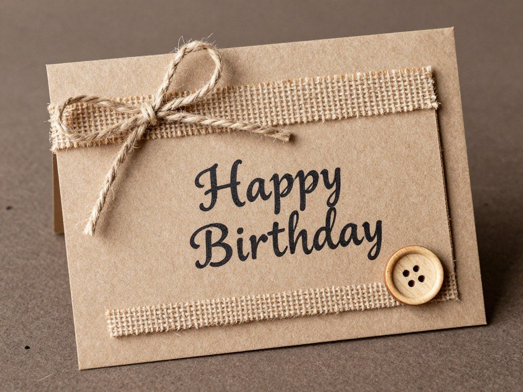 Rustic birthday card made with kraft paper and natural embellishments