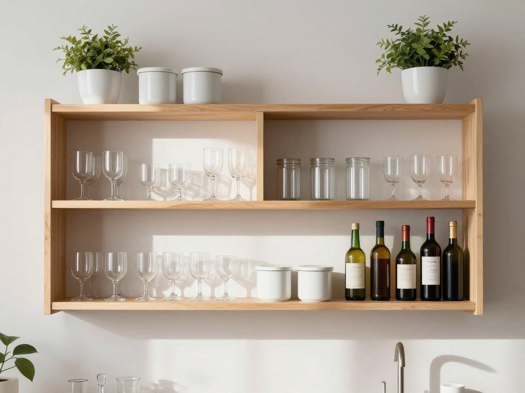 Scandinavian bar storage with organized glassware for built-in bar ideas