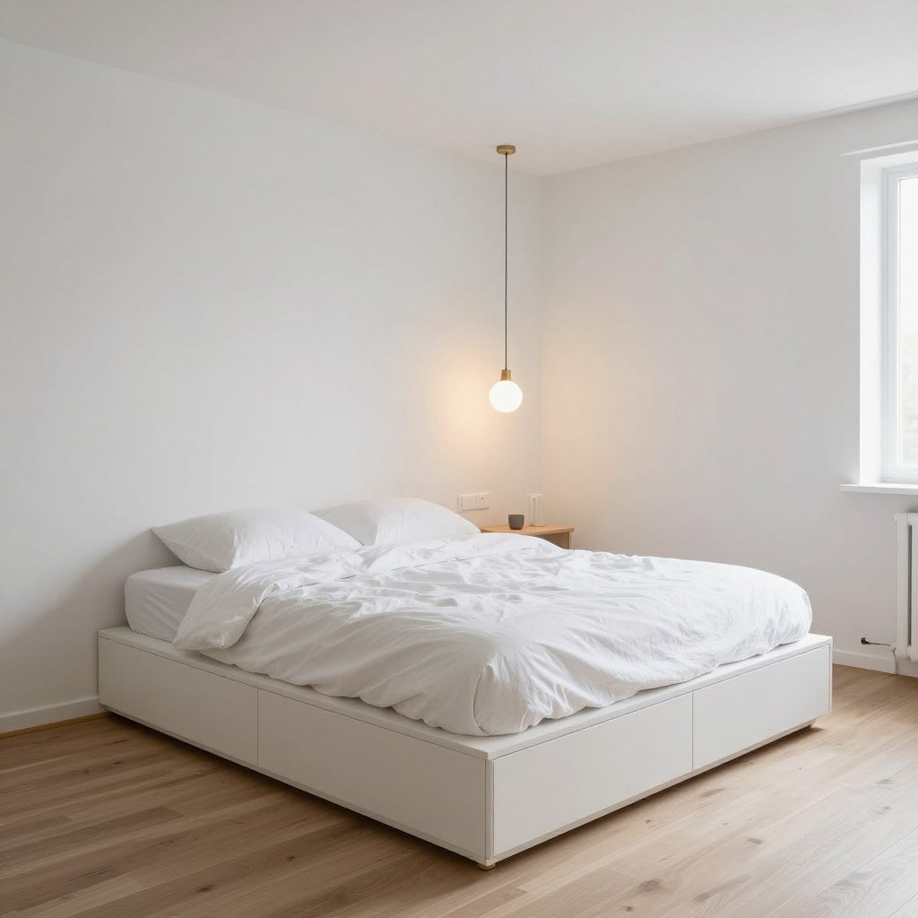 Scandinavian bedroom furniture in tiny home