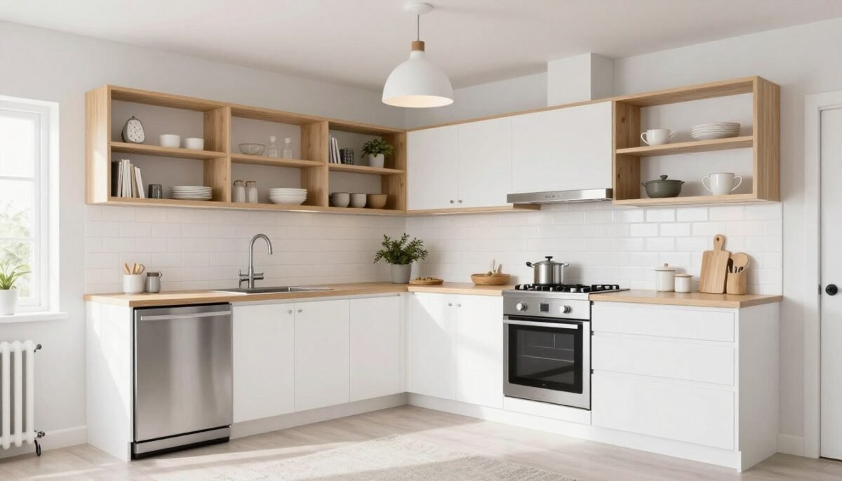 Scandinavian kitchen in 16x40 shed house