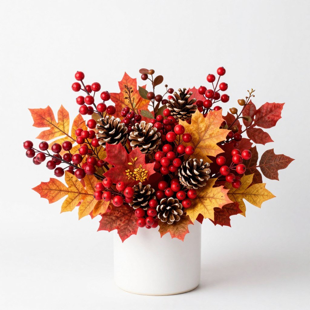 Seasonal floral pick with berries and pinecones