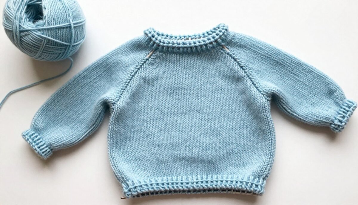 Separating sleeves from body of baby sweater