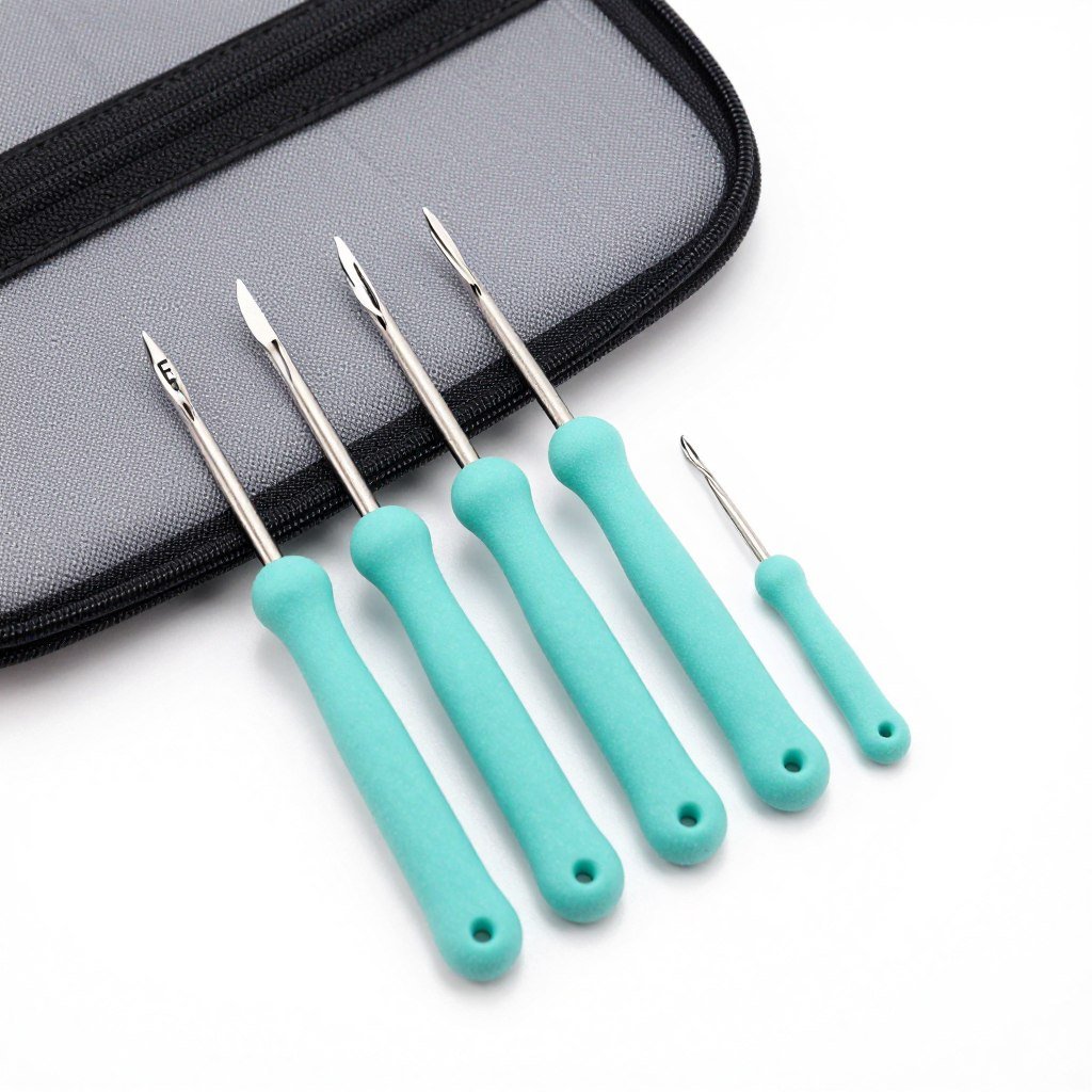 Set of ergonomic crochet hooks in various sizes