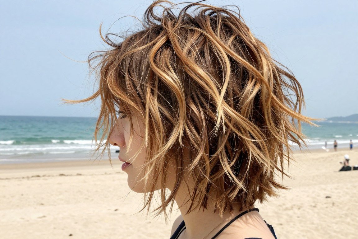 Shaggy bob haircut with layers and texture