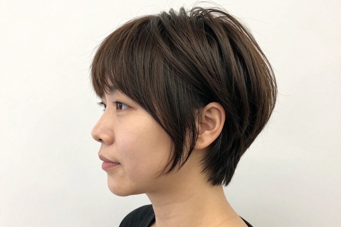 Short choppy bob cut creating maximum volume and lift for fine hair