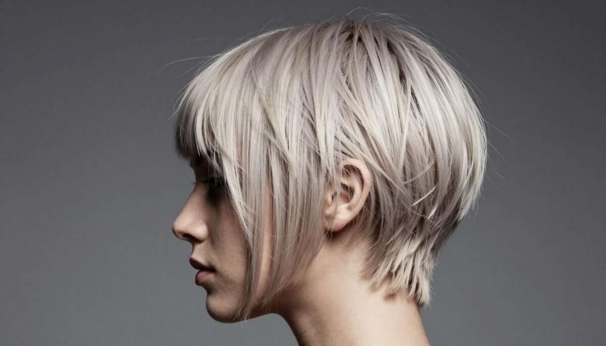 Short haircut with disconnected layers for thin hair texture