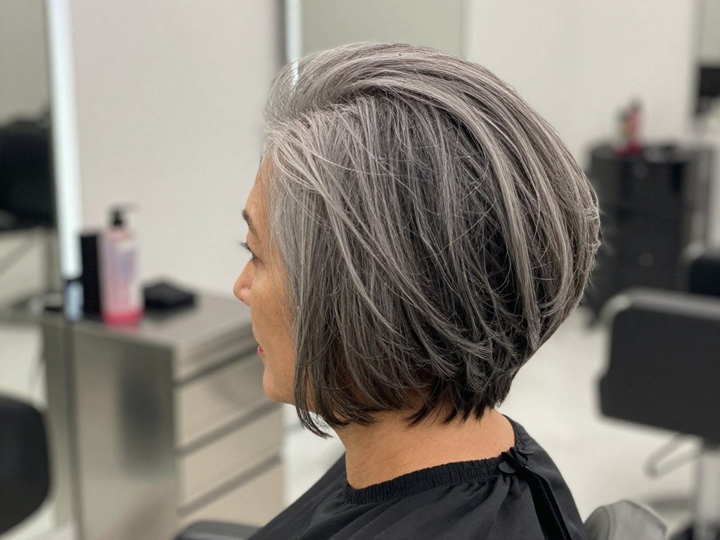 Short stacked bob with dramatic back volume
