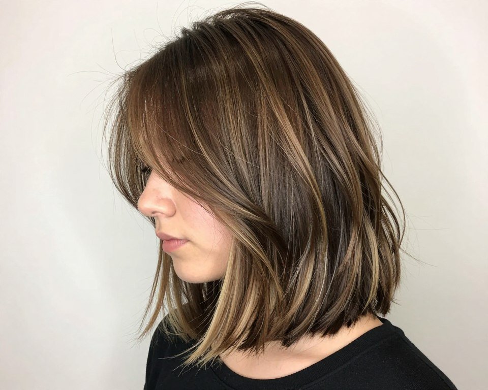 Shoulder-length balayage showing dimensional blonde tones