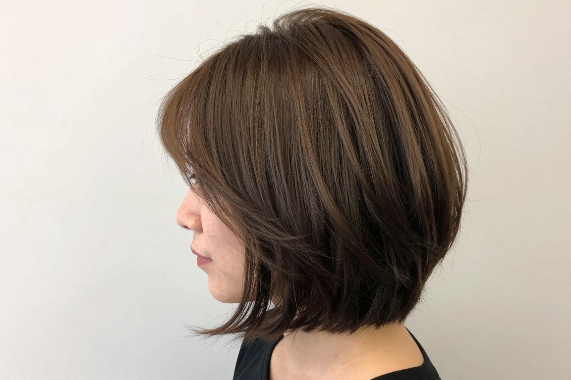 Shoulder-length choppy bob with layers throughout creating maximum texture for fine hair