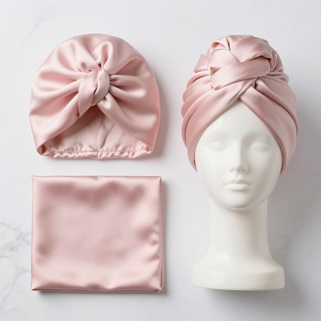 Silk hair wrap turban for nighttime protection