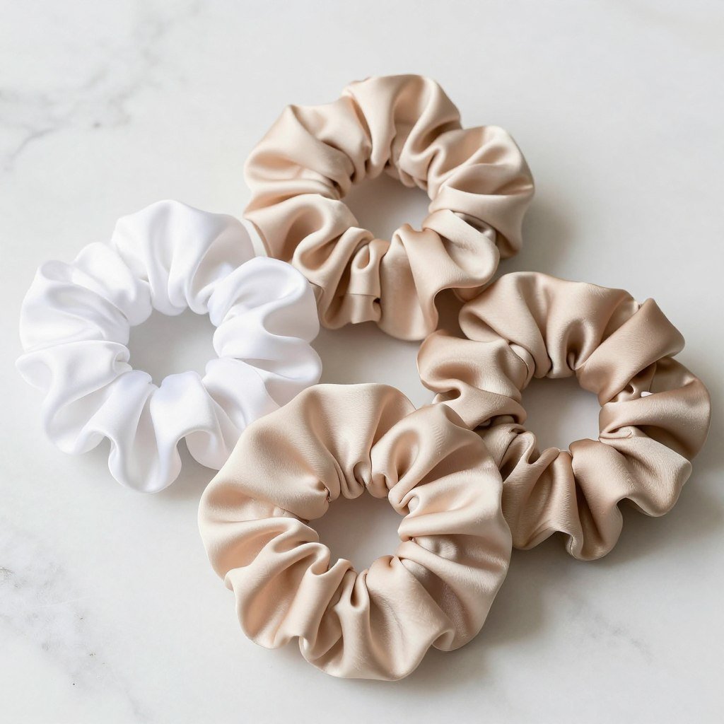 Silk scrunchies set for protective hairstyles