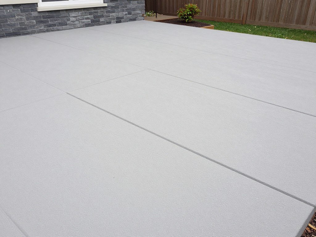 Simple stamped concrete patio with single pattern and minimal color variation
