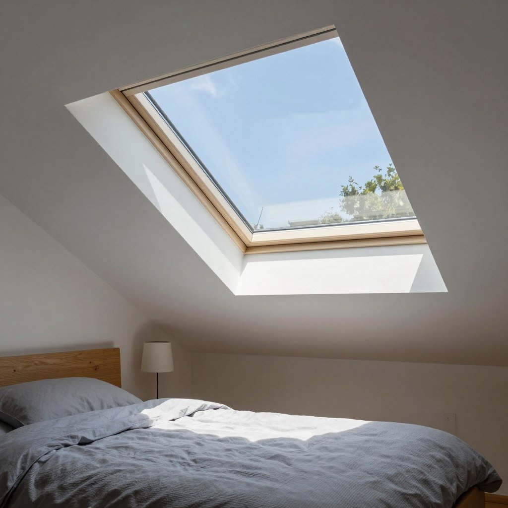 Skylight in tiny home loft