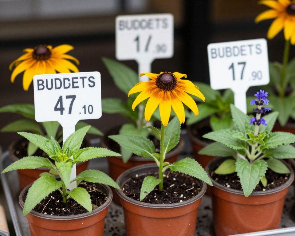 Small perennial starts in nursery pots