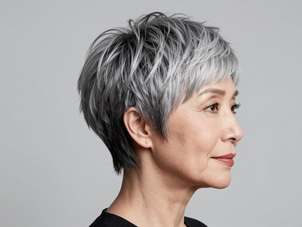 Sophisticated pixie haircut for mature women