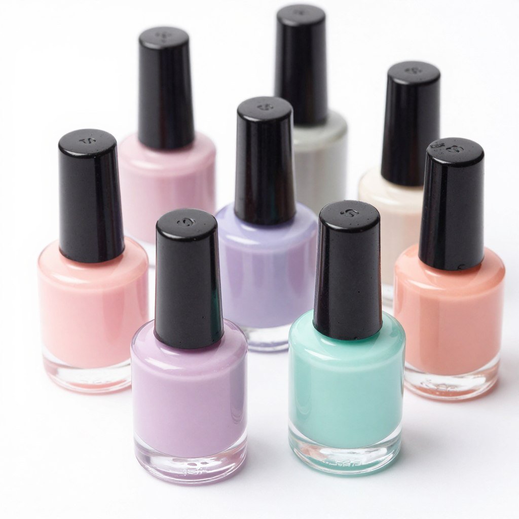 Spring pastel nail polish collection set