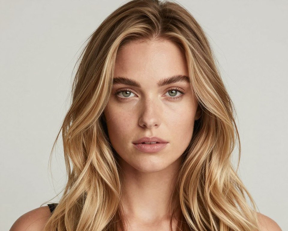Square face with softening balayage placement