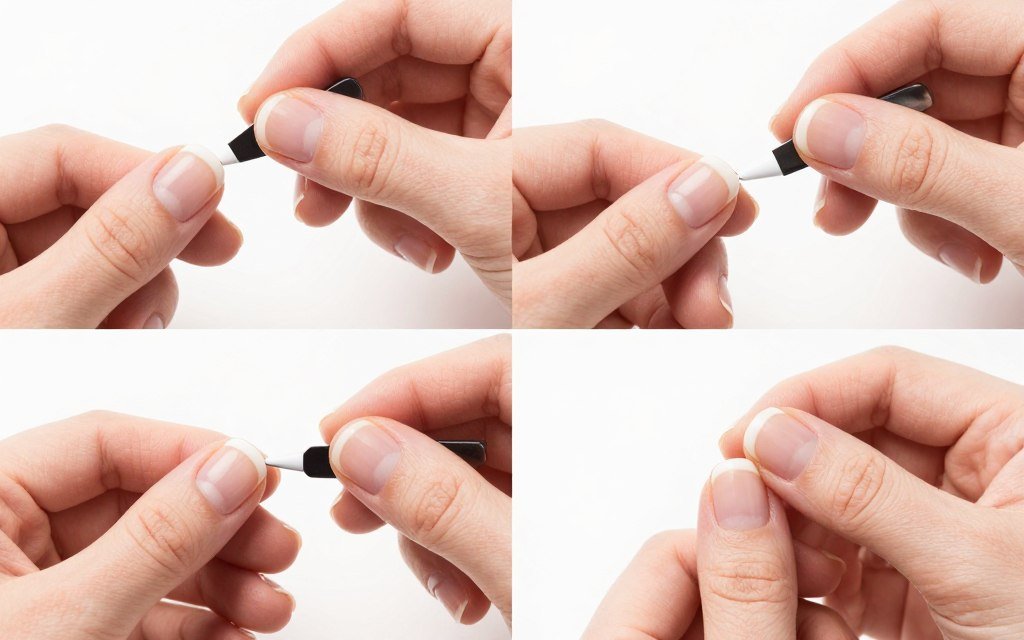 Step-by-step French tip application on short nails