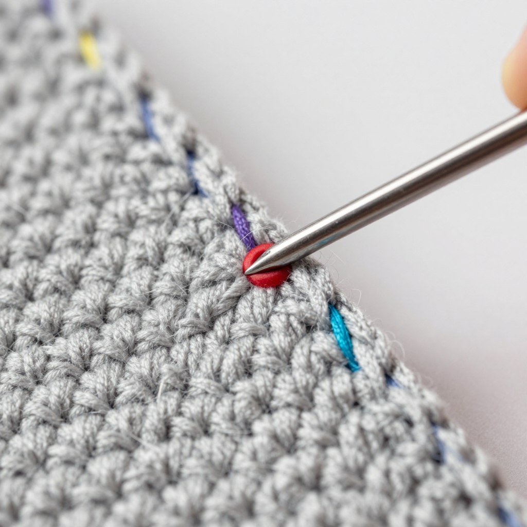 Stitch marker placement in continuous round crochet amigurumi