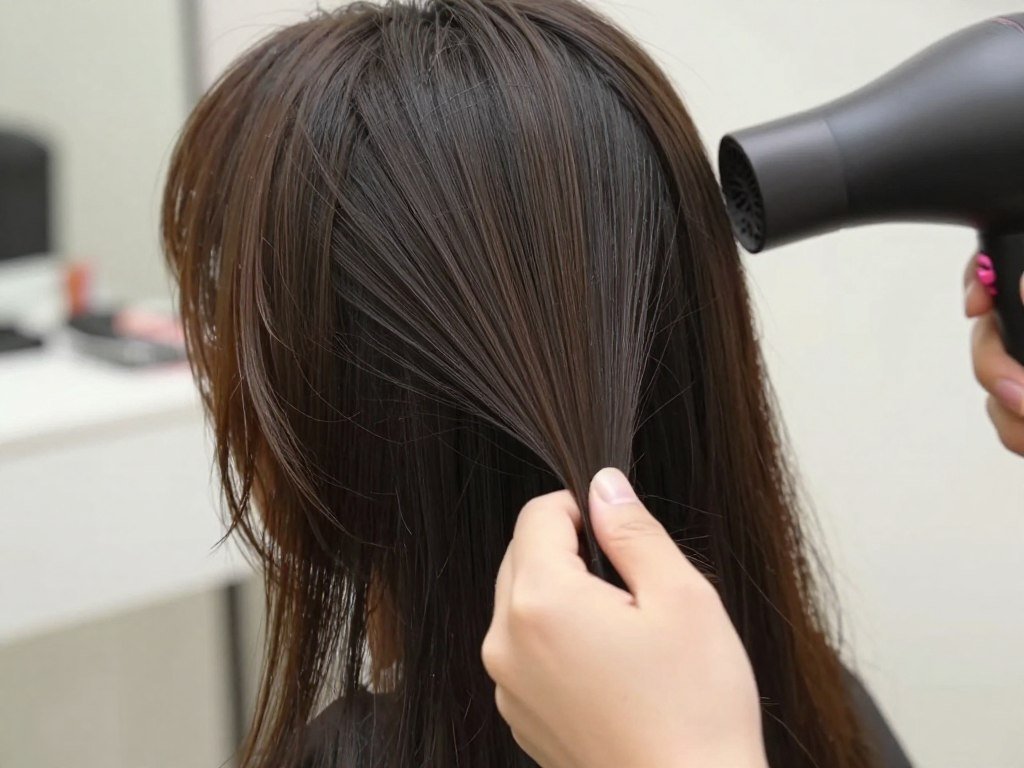 Styling curtain bangs on thin hair
