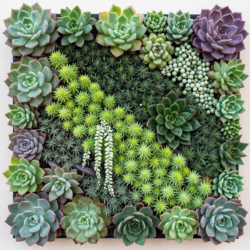 Succulent vertical garden display
