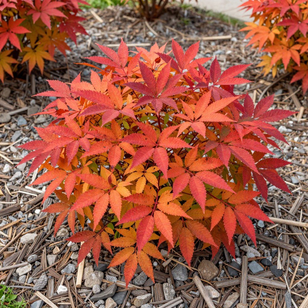 Sumac shrub with fall color