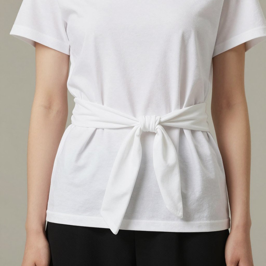 T-shirt with front knot detail shown from front view