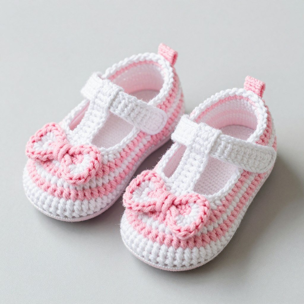 T-strap crochet mary jane baby shoes