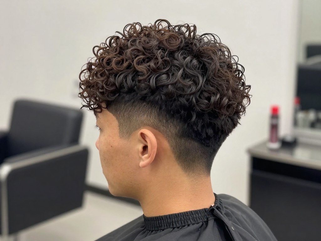 Tapered pixie haircut with tight curls