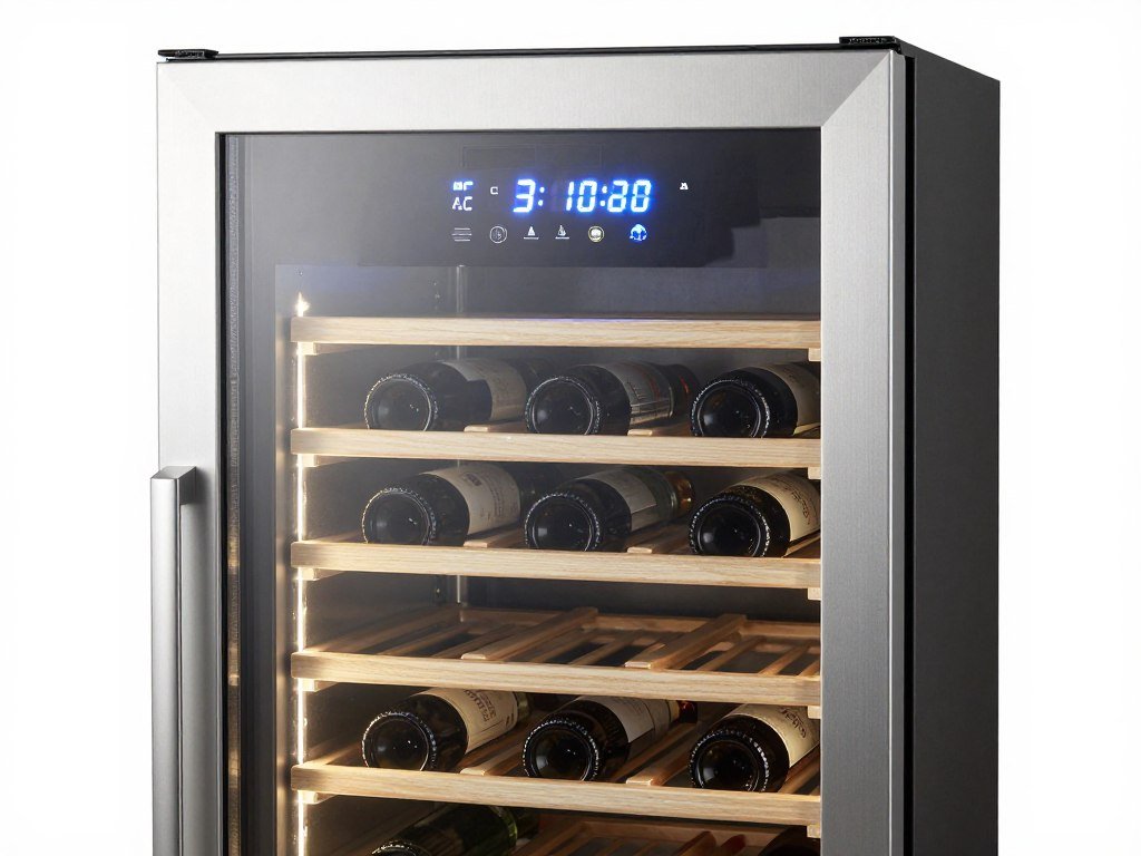 Temperature-controlled wine cabinet with glass doors