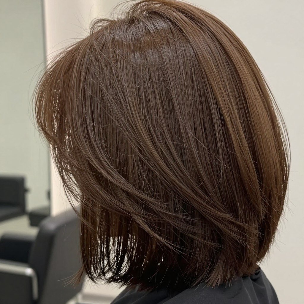 Textured bob styling close-up detail