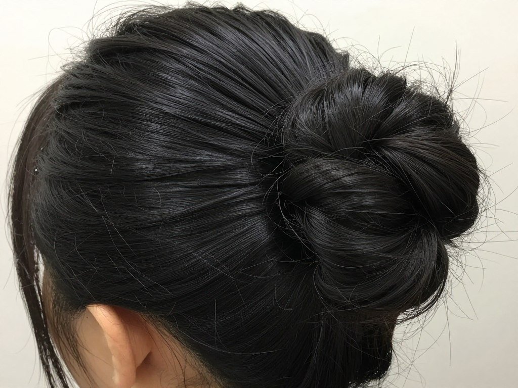 Textured bun detail showing intentional messiness and natural texture