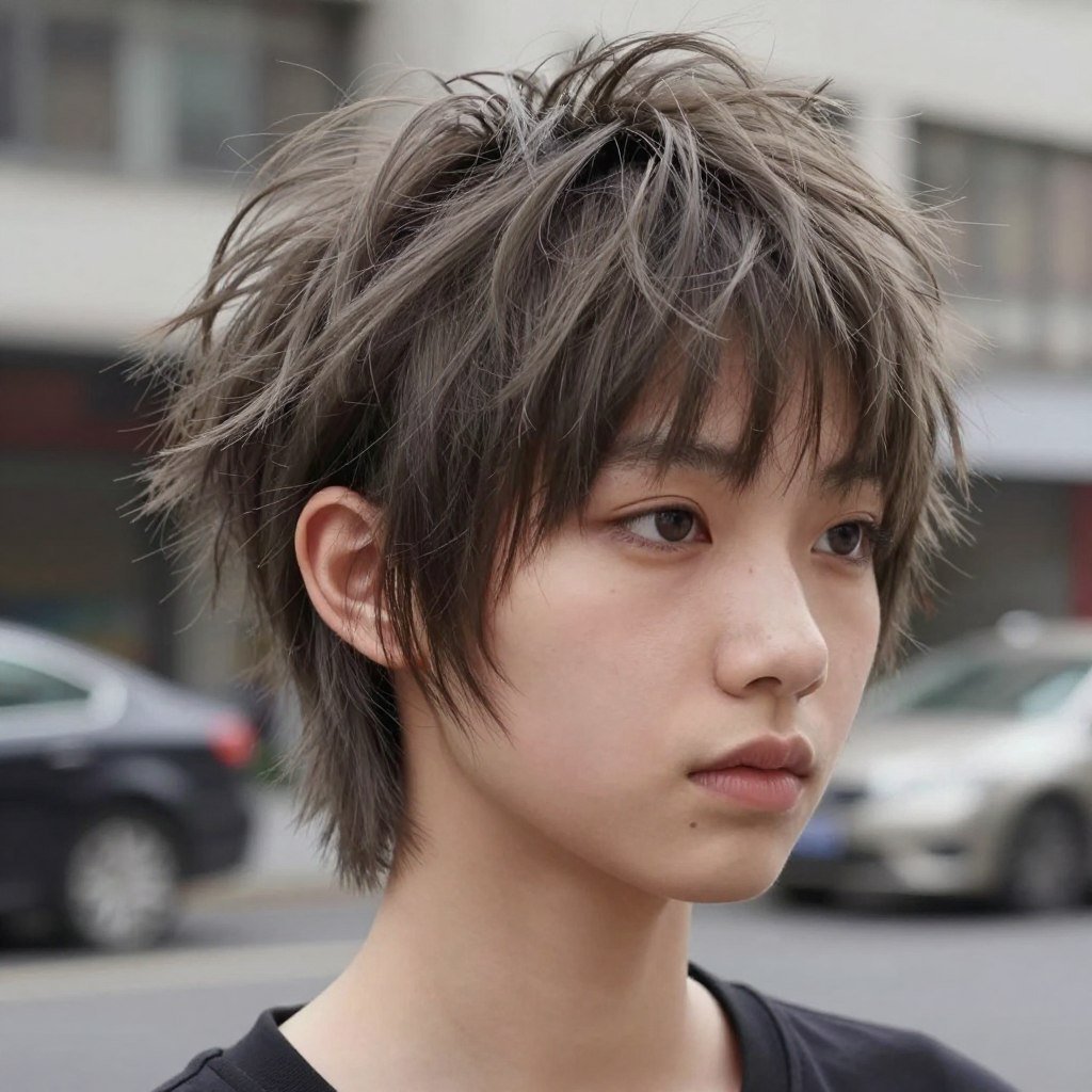 Textured crop haircut with messy styling