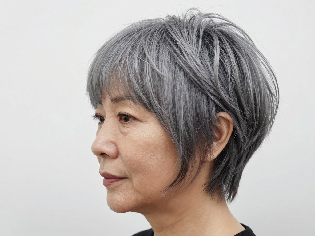 Textured gray crop with soft fringe