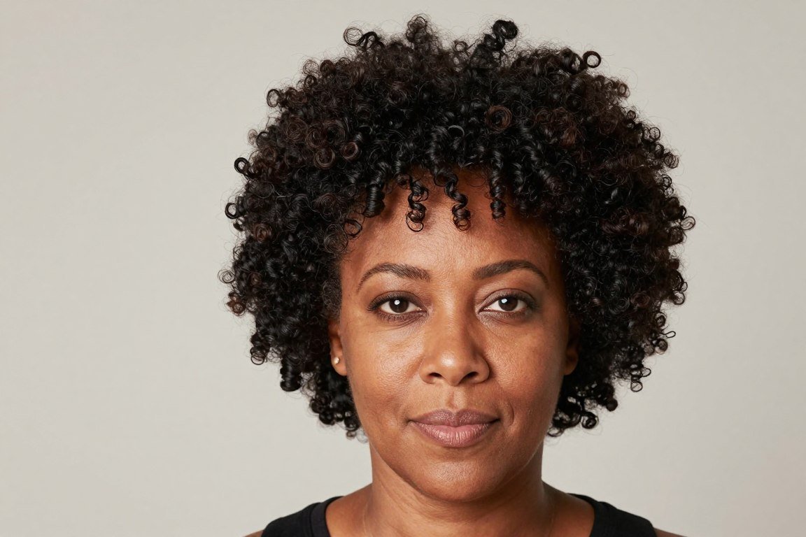 Textured top knot hairstyle celebrating natural Black hair texture