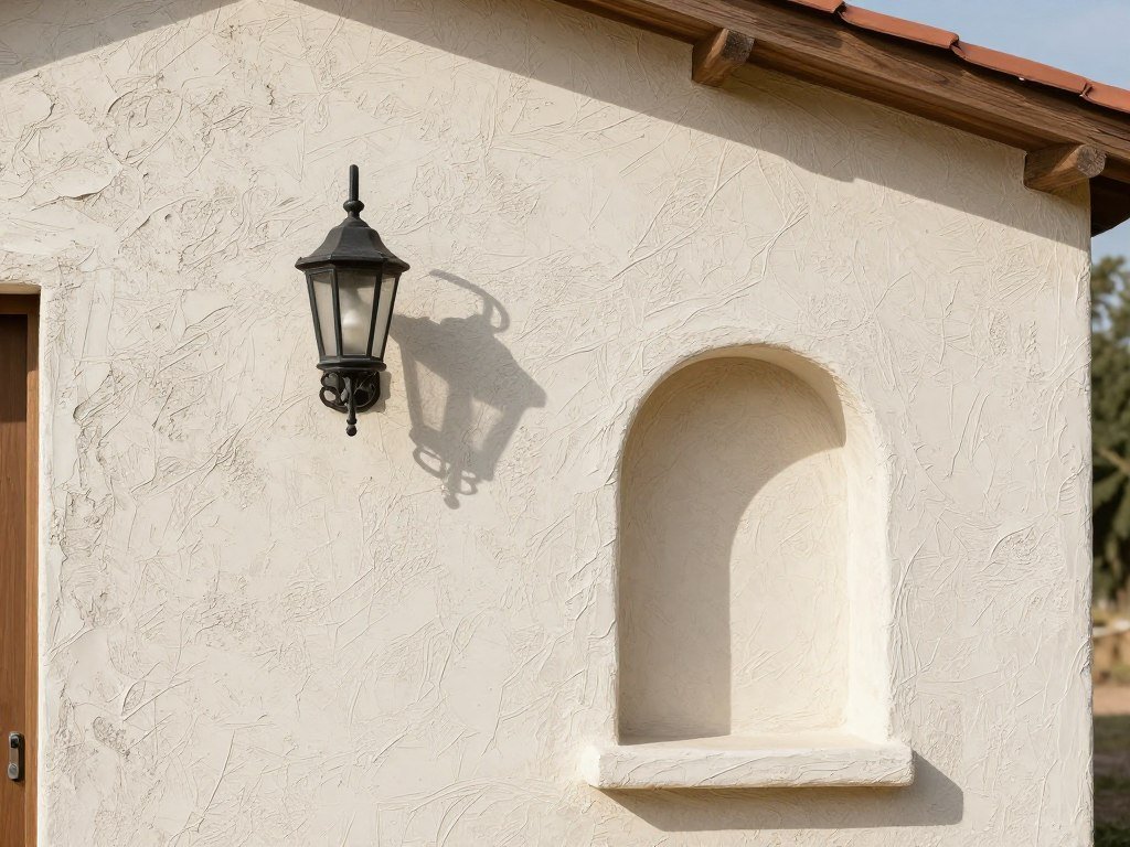Textured walls in Mediterranean tiny home
