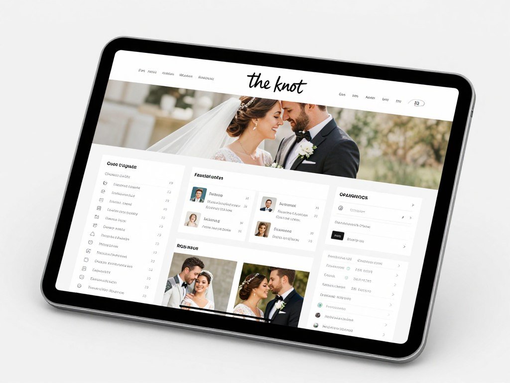 The Knot website features displayed on tablet device