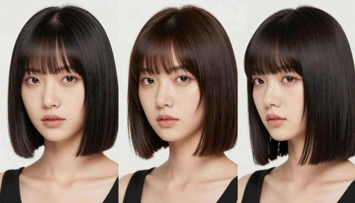 Three different bang styles with bob haircuts for thin hair