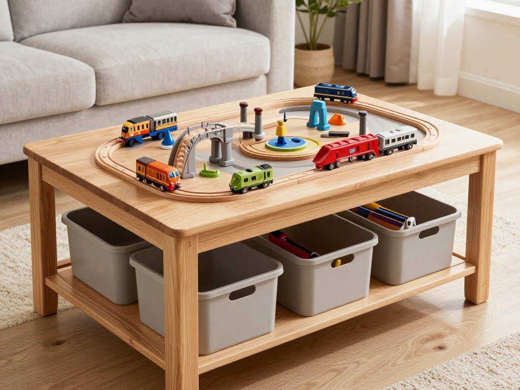 Train table setup using IKEA LACK table