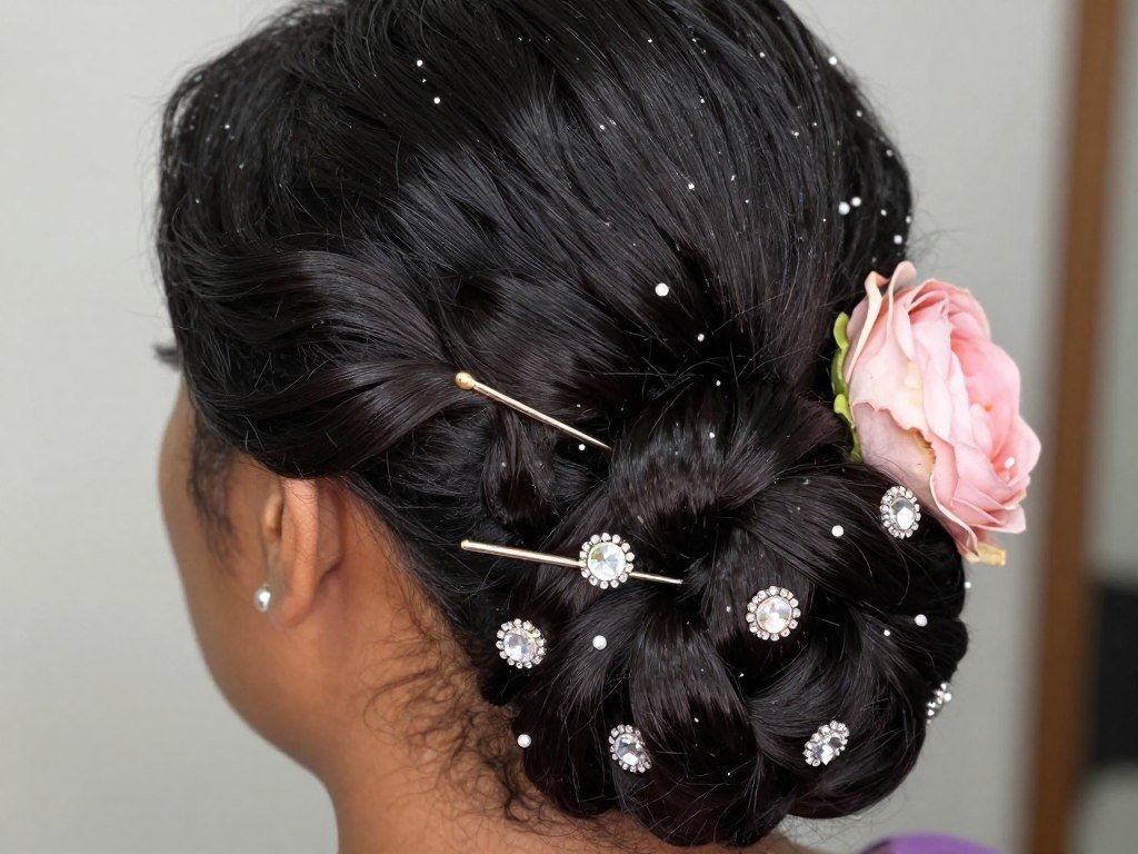 Twisted updo detail showing accessory placement and styling technique