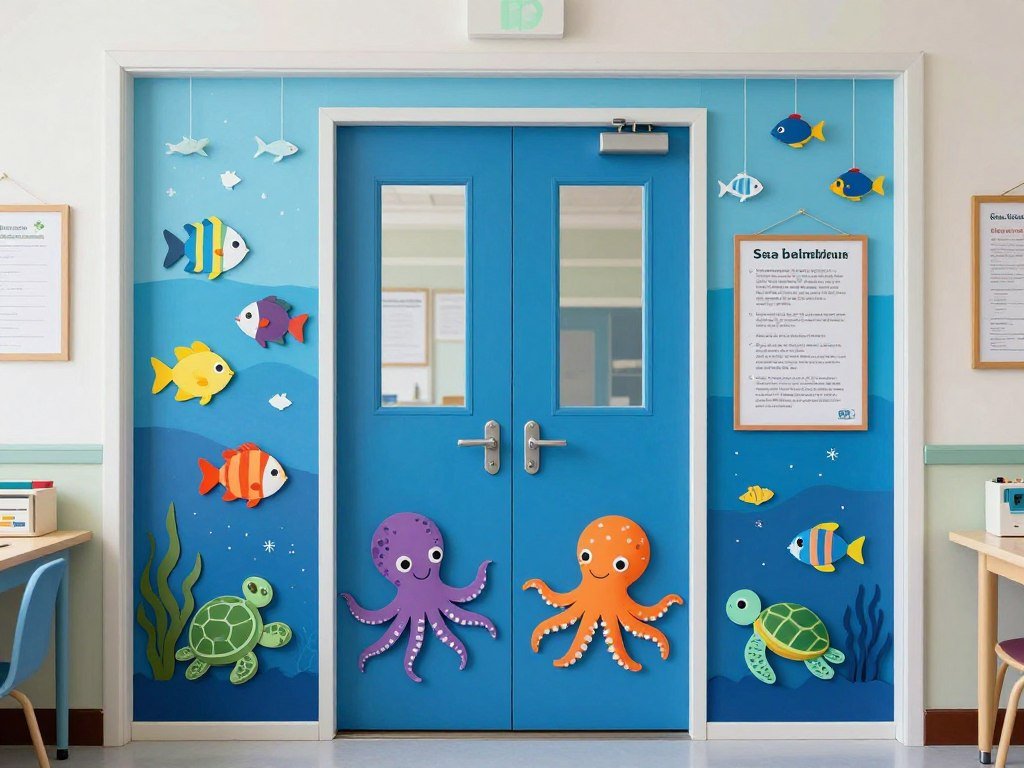 Under the sea classroom door decoration with ocean creatures